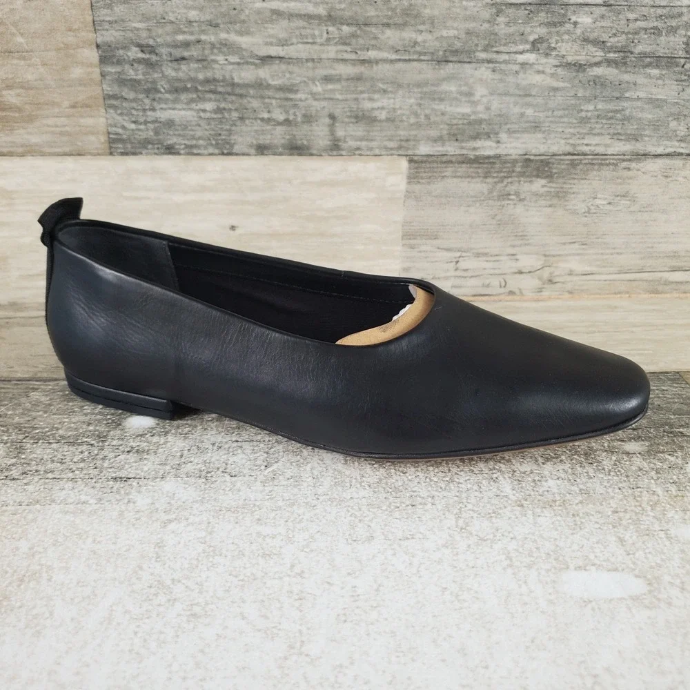 Franco Sarto Faris Womens Flat Loafers Sz 6.5 Black Leather Comfort Slip On